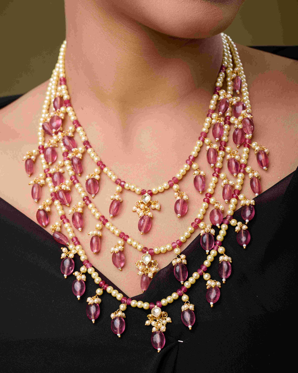Sheesh Mahal Pearl Layers Necklace Set