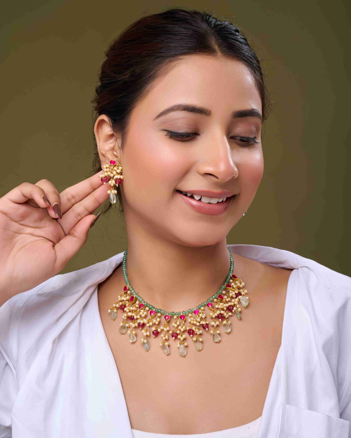 Pink Aura Kundan Necklace