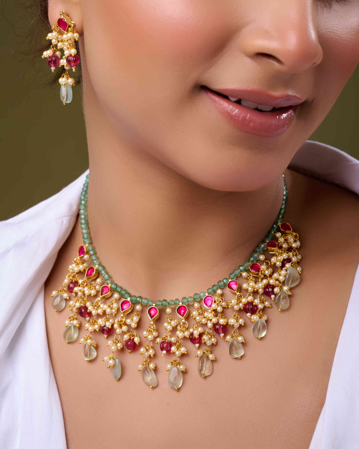 Pink Aura Kundan Necklace