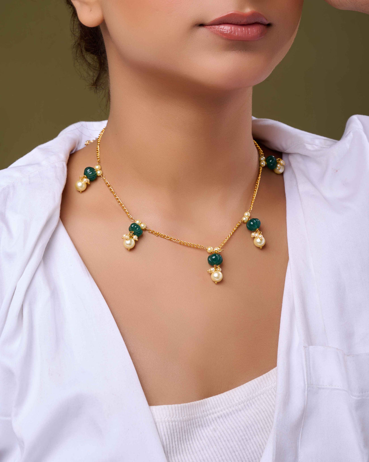 Pearl & Pumpkin Minimalist Necklace