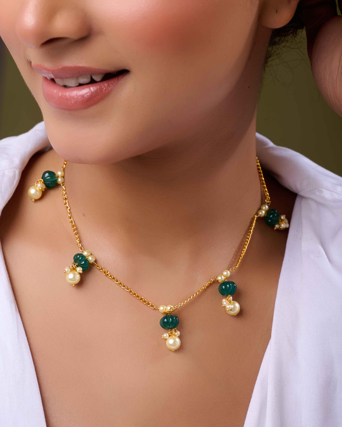 Pearl & Pumpkin Minimalist Necklace
