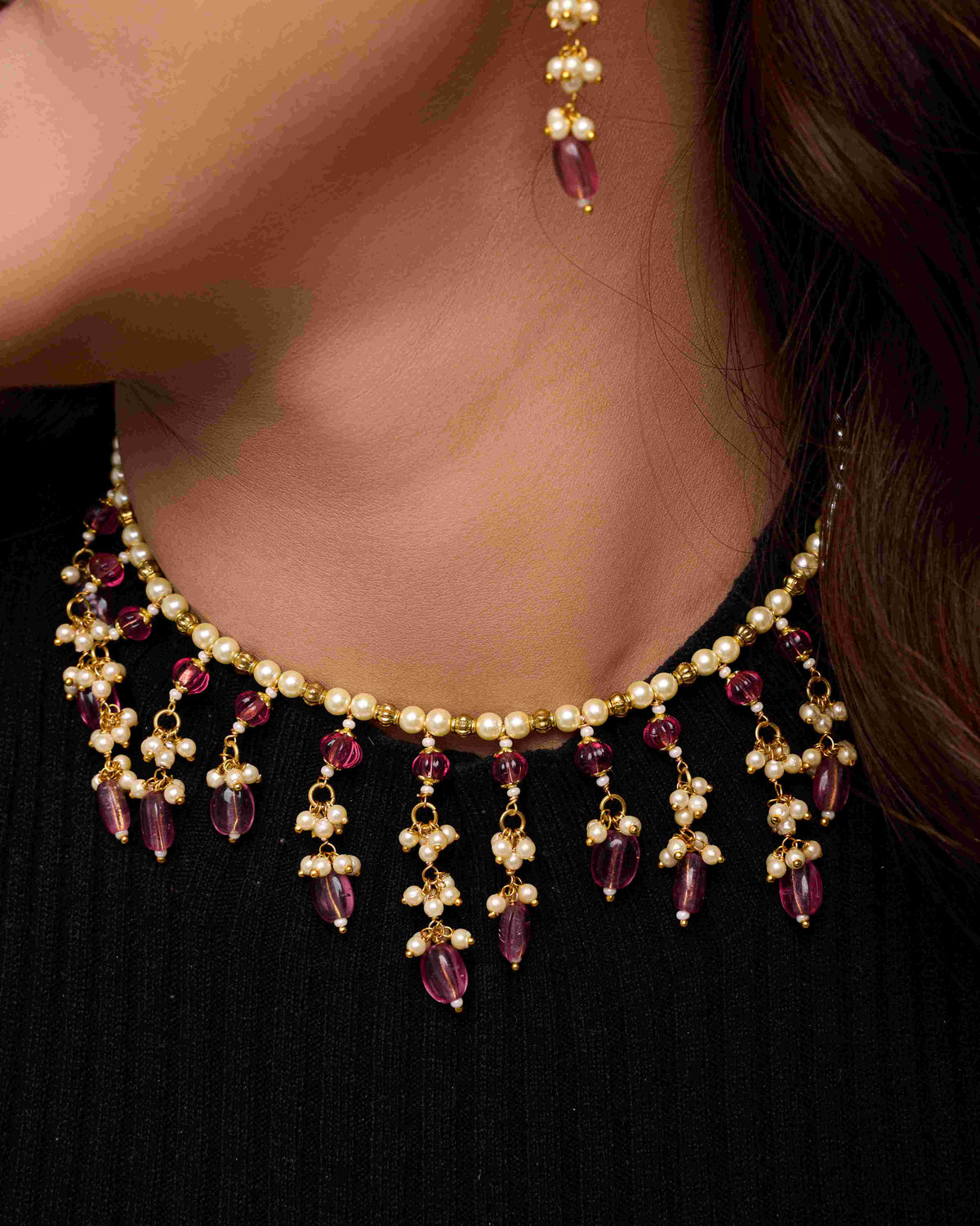 Rosé Gem Symphony Necklace Set