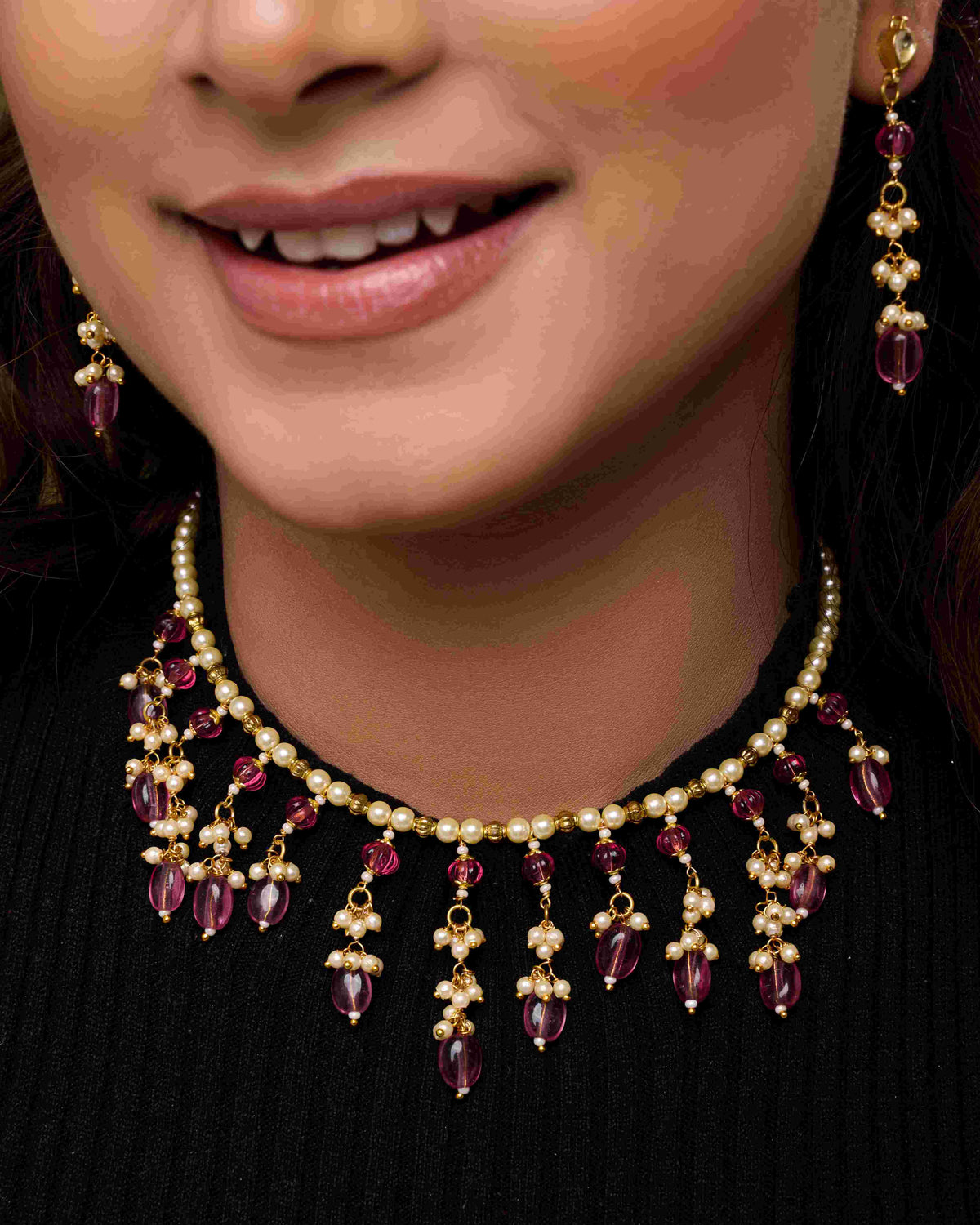 Rosé Gem Symphony Necklace Set