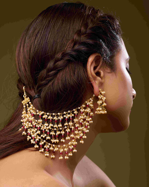Jharna-E-Moti Ruby Earchain