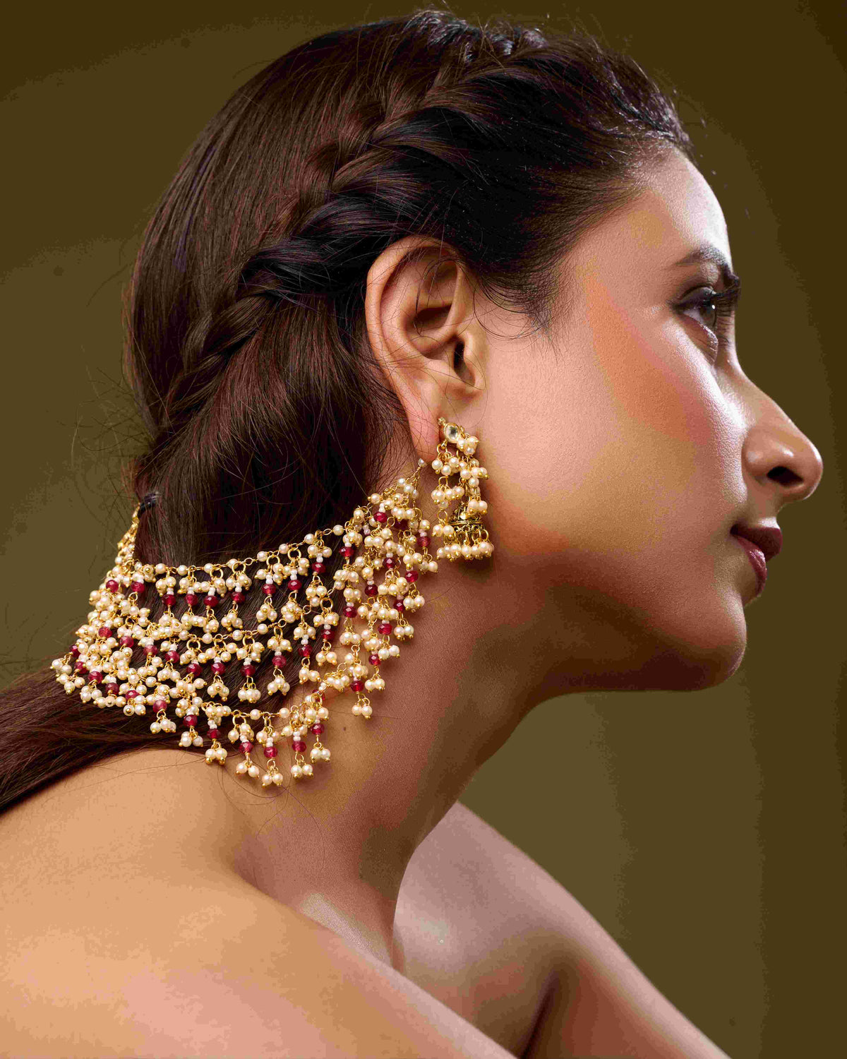 Jharna-E-Moti Ruby Earchain
