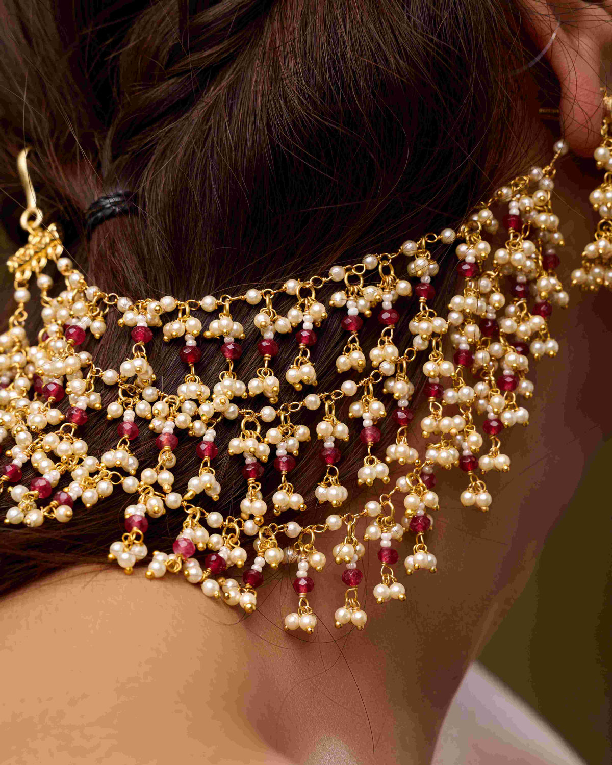 Jharna-E-Moti Ruby Earchain