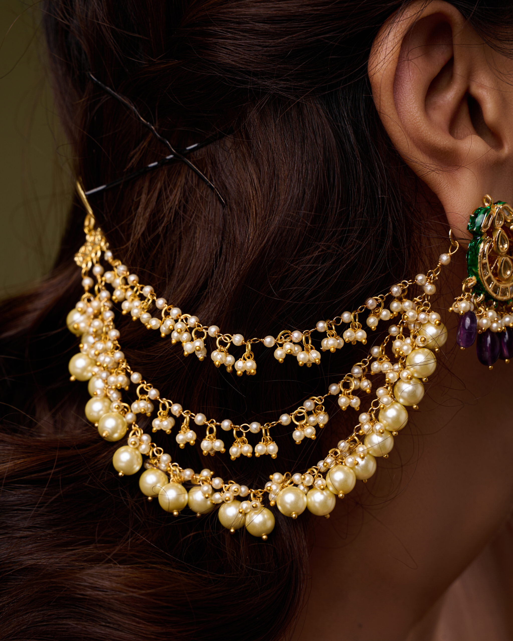 3 Layer Pearl Earchain